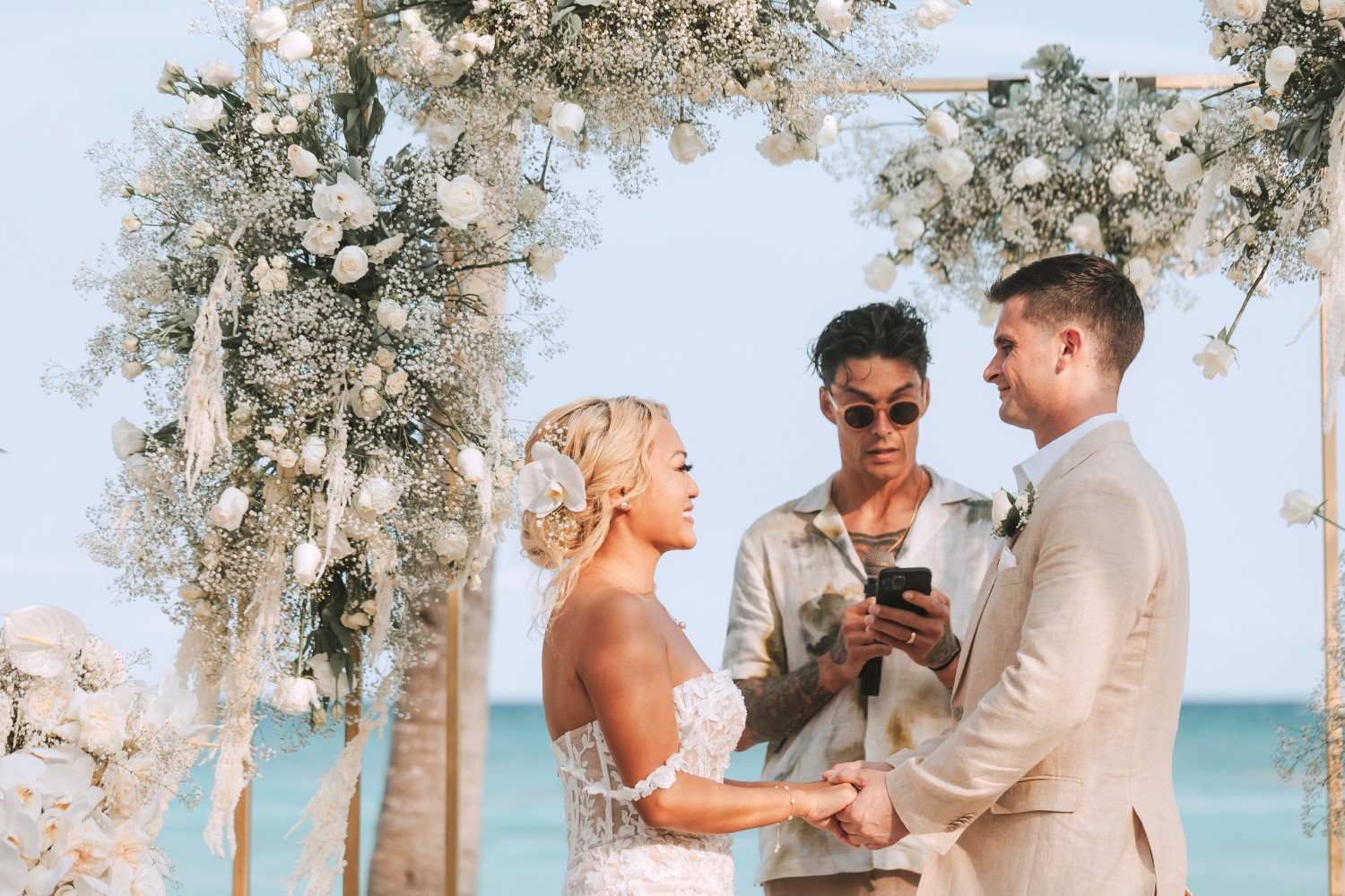 Bride and groom at Barcelo Riviera Maya.