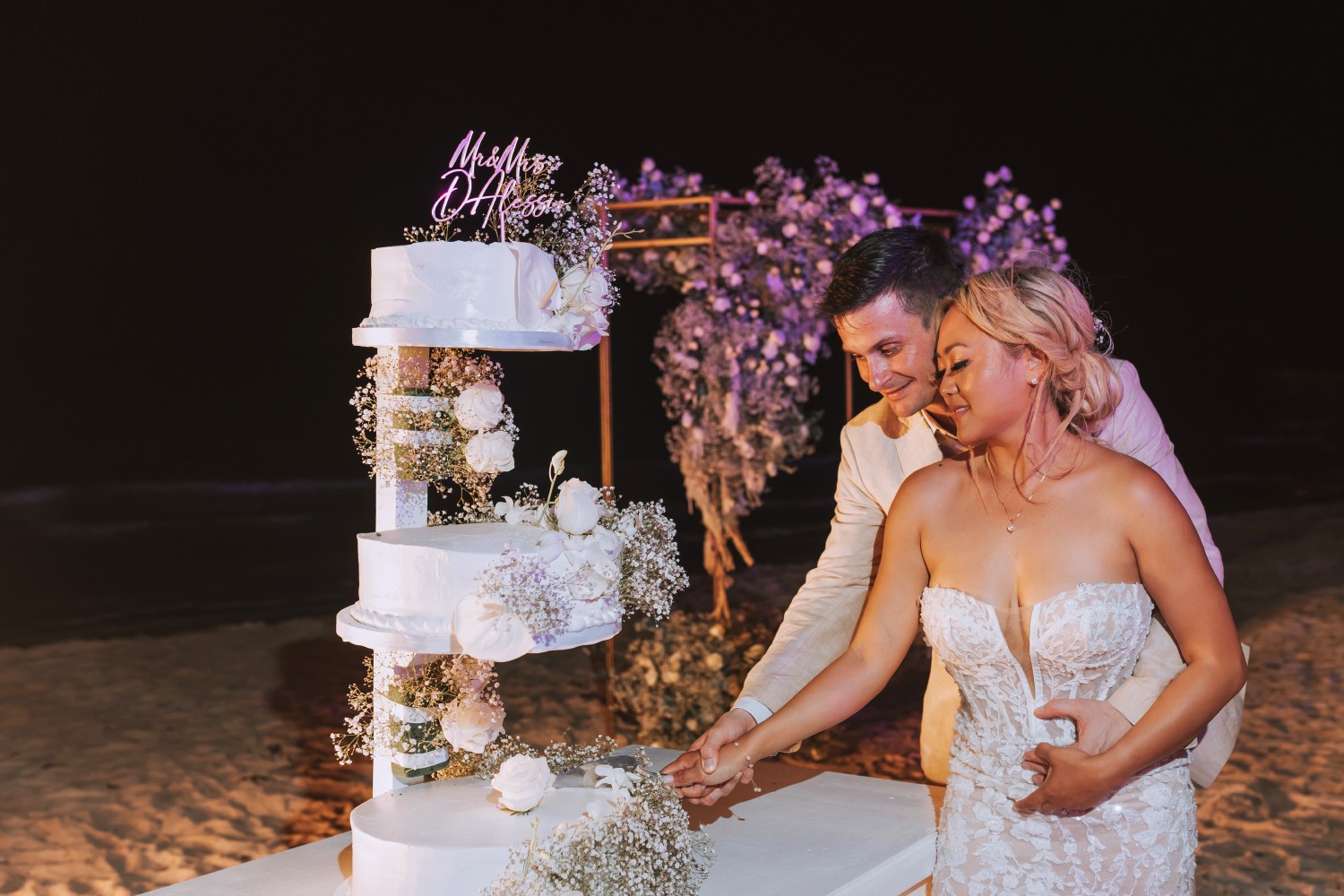 Bride and groom at Barcelo Riviera Maya.