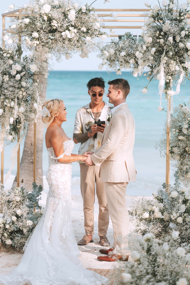 Bride and Groom at Barcelo Riviera Maya.