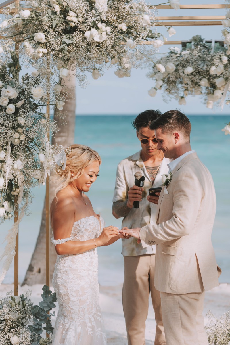 Newlywed couple at Barcelo Riviera Maya.