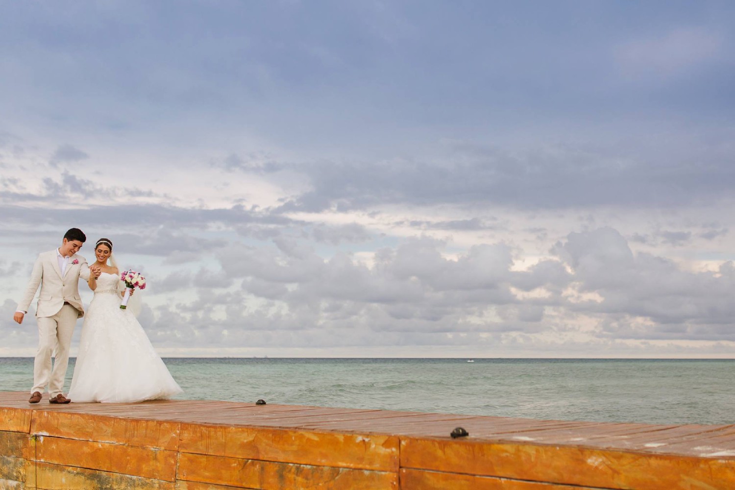 Bride and groom at Azul Fives.