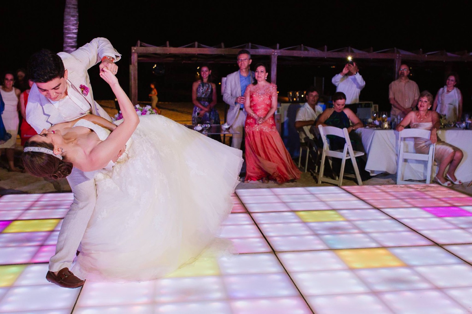 Bride and groom at Azul Fives.
