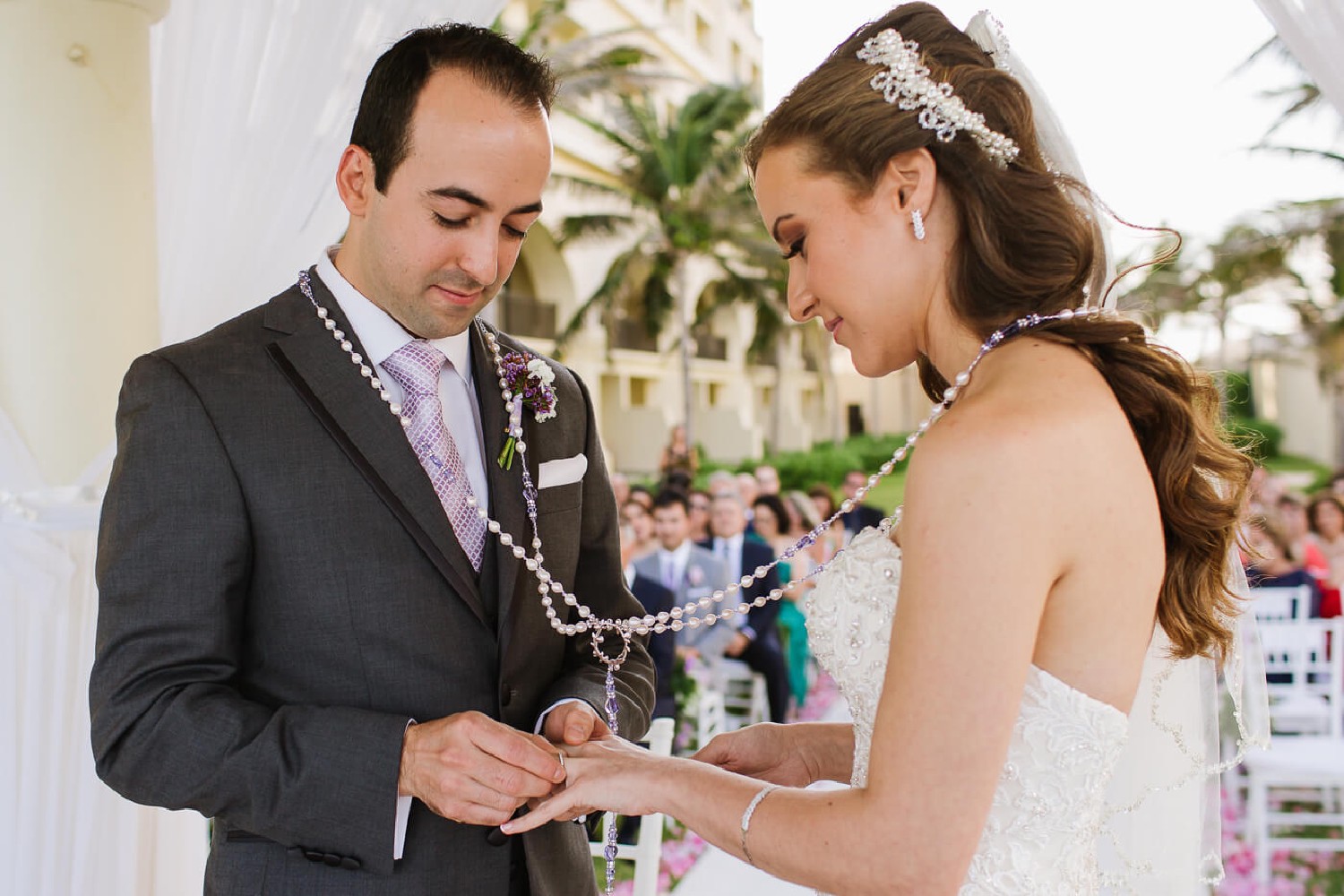Bride getting ready at JW Marriott.