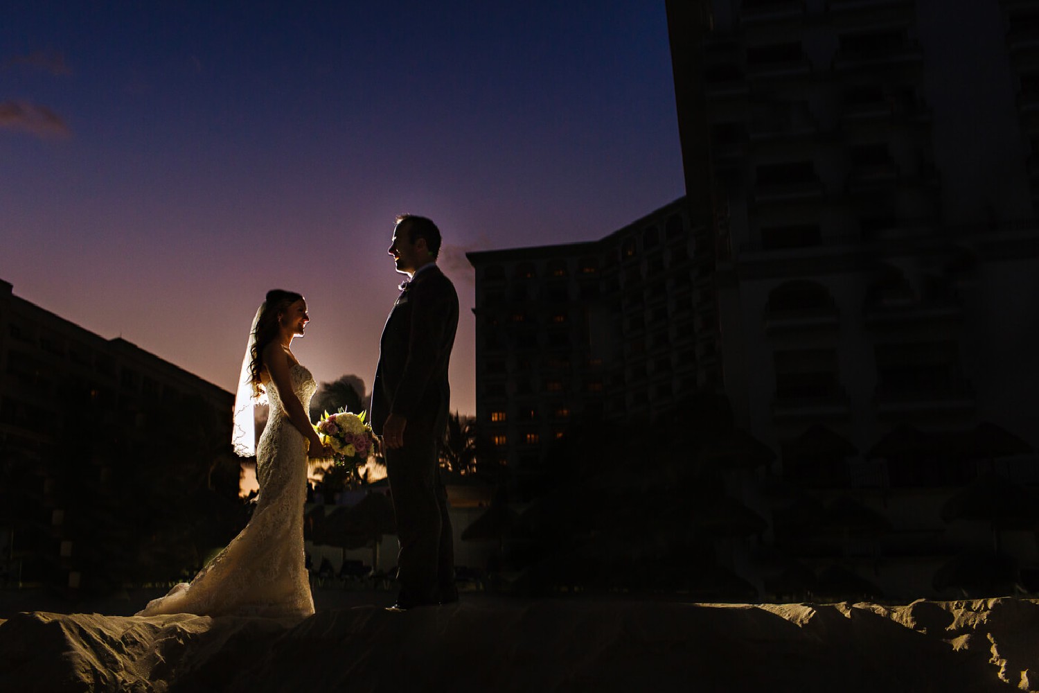 Bride and groom at JW Marriott.