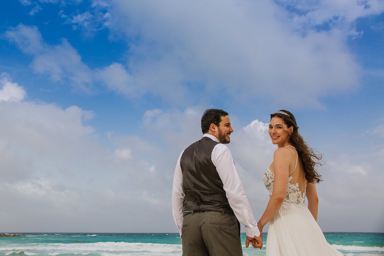 Bride and groom at Mandala Beach Club.
