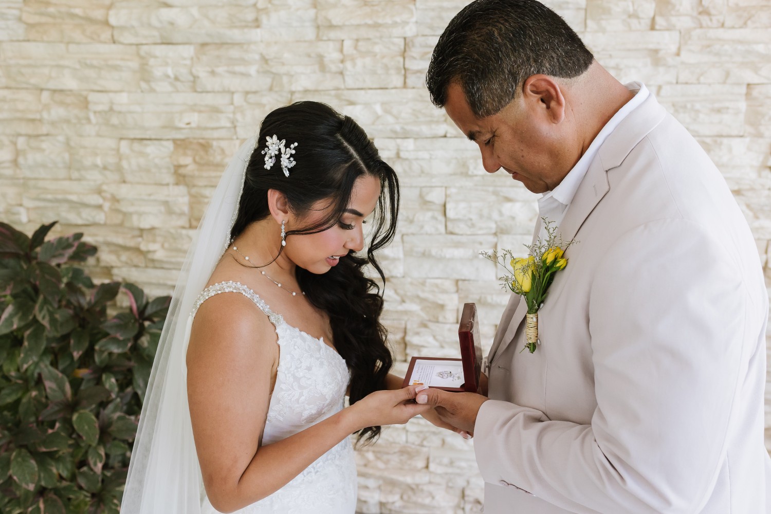 Bride getting ready at Ocean Weddings Cancun.