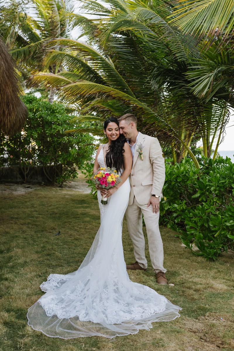 Bride and Groom at Ocean Weddings Cancun.