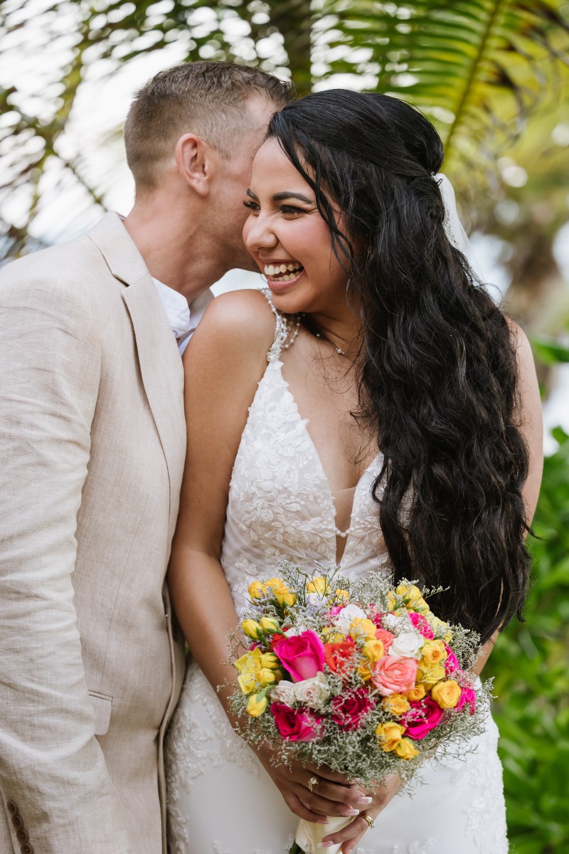 Bride getting ready at Ocean Weddings Cancun.