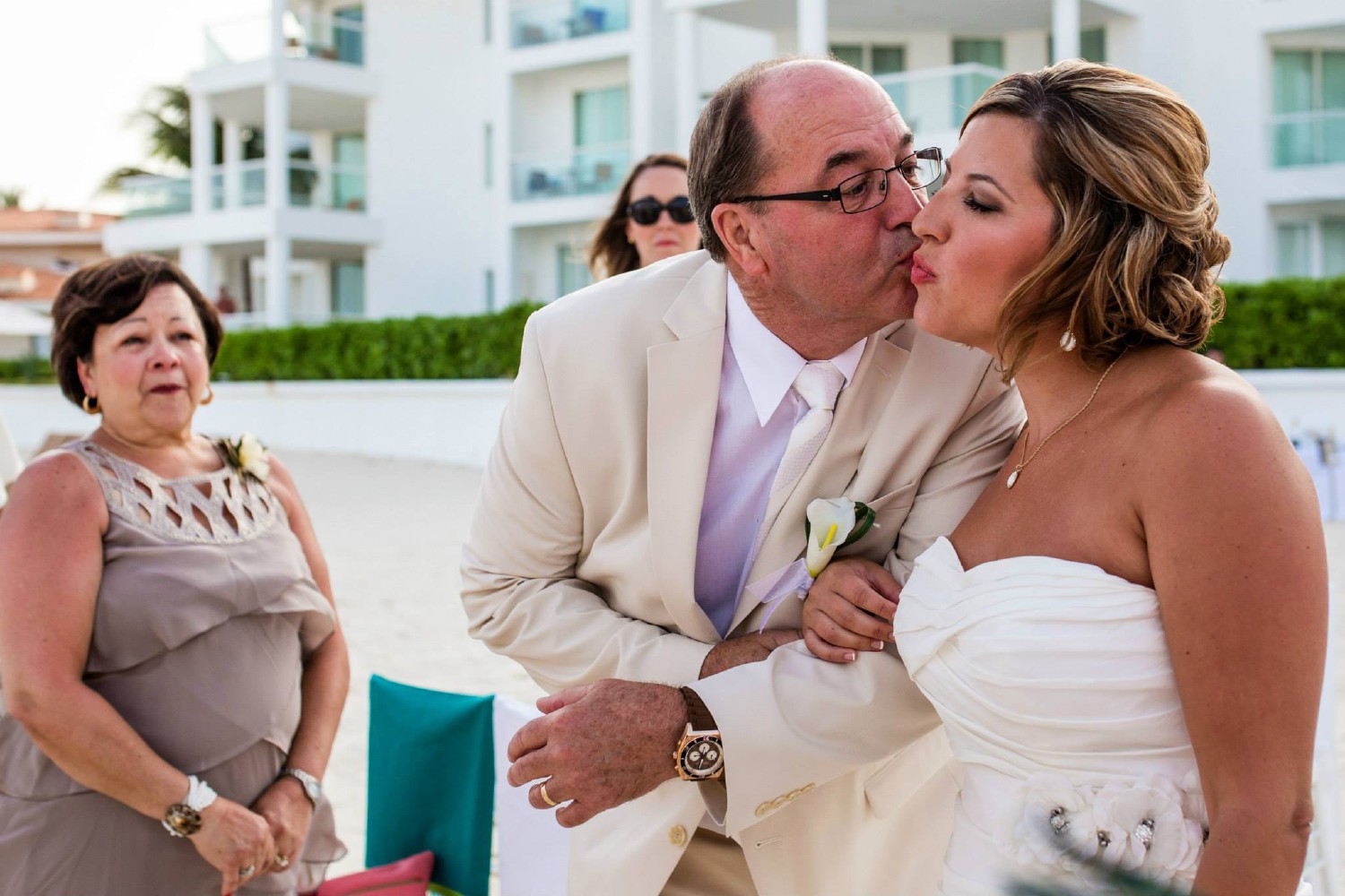 Bride and groom at Playacar Palace.