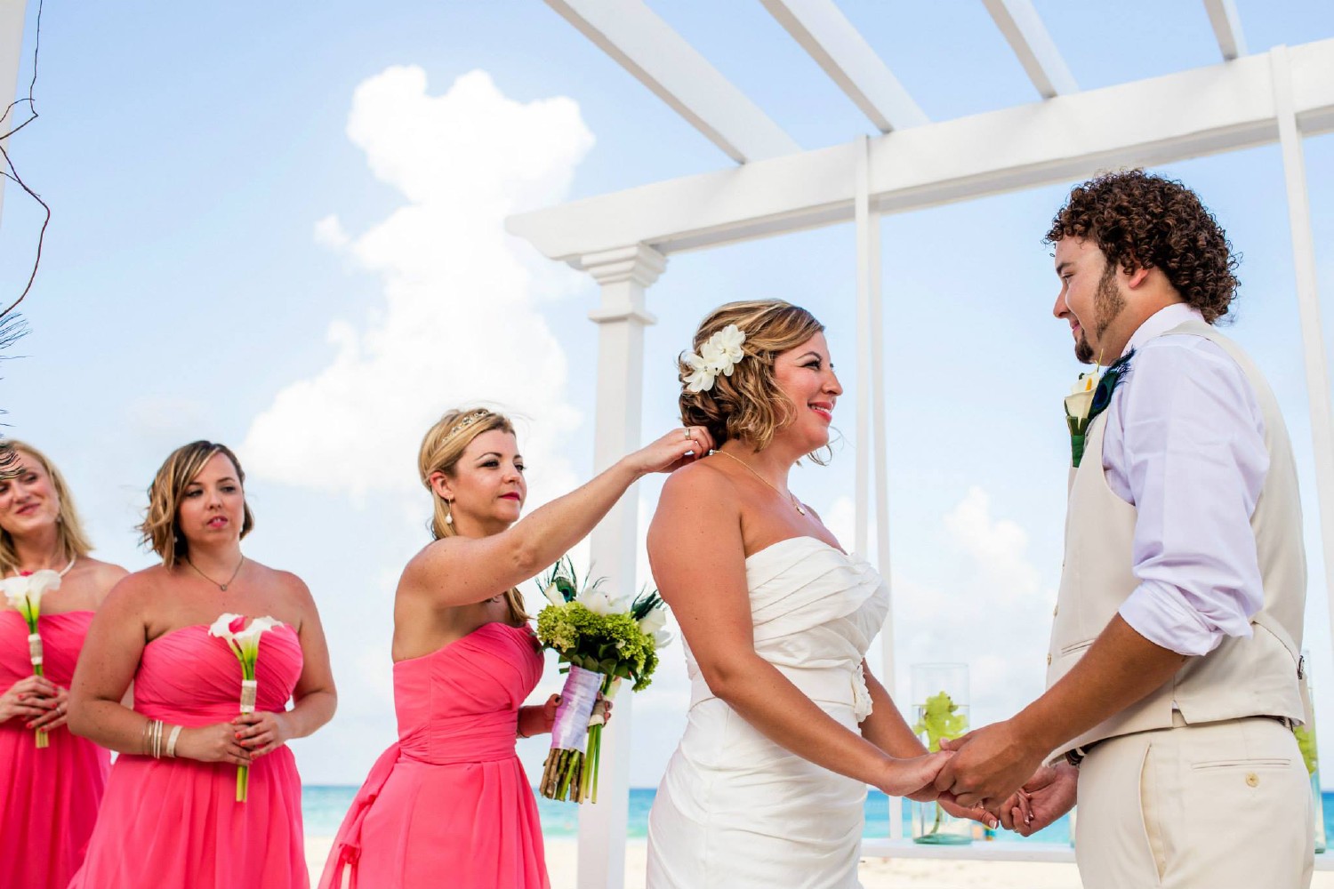 Bride getting ready at Playacar Palace.