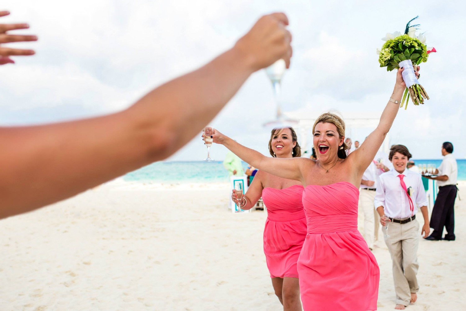 Bride and groom at Playacar Palace.