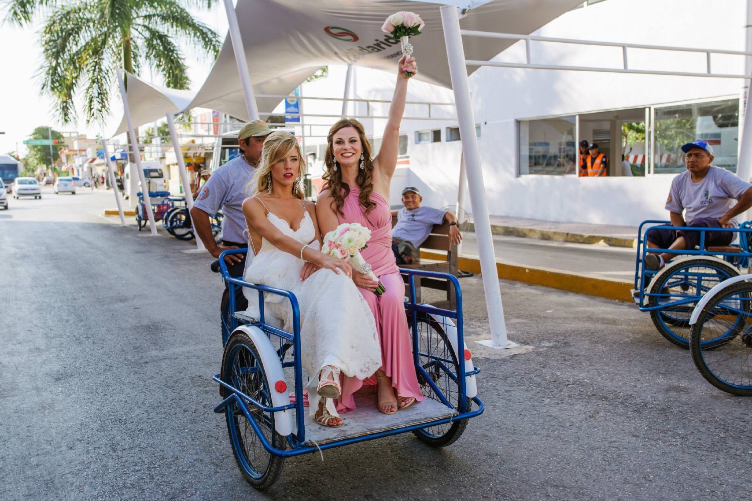 Bride and groom at Playacard Palace.