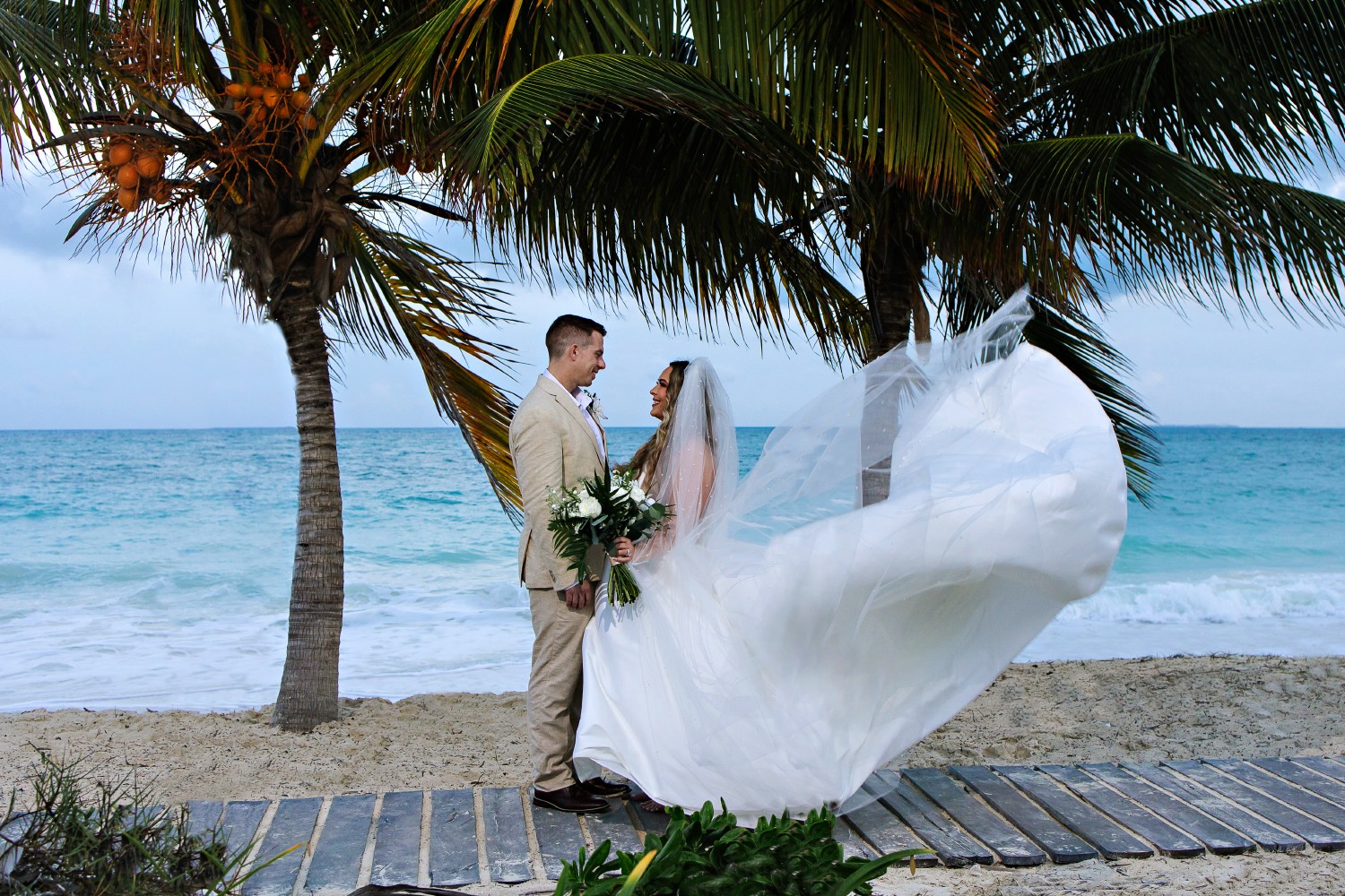 Bride and groom at Punta Blanca.
