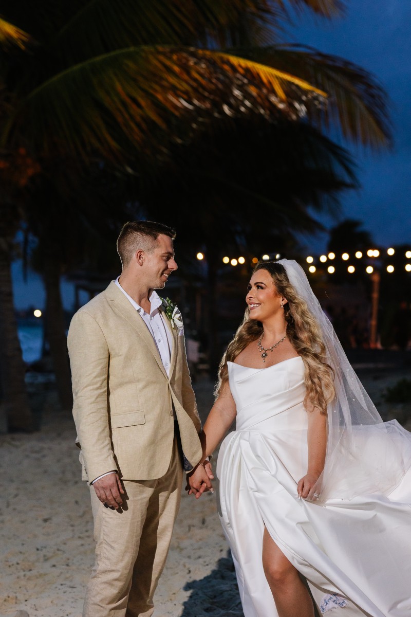 Newlywed couple at Punta Blanca.