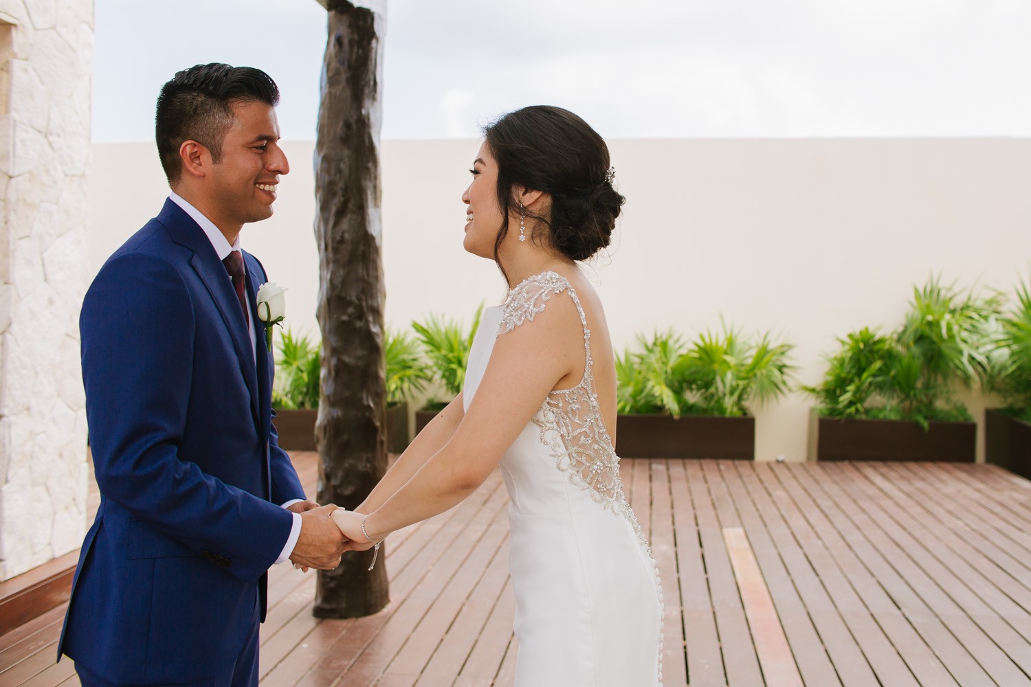 Bride and groom at Royalton Cancun.