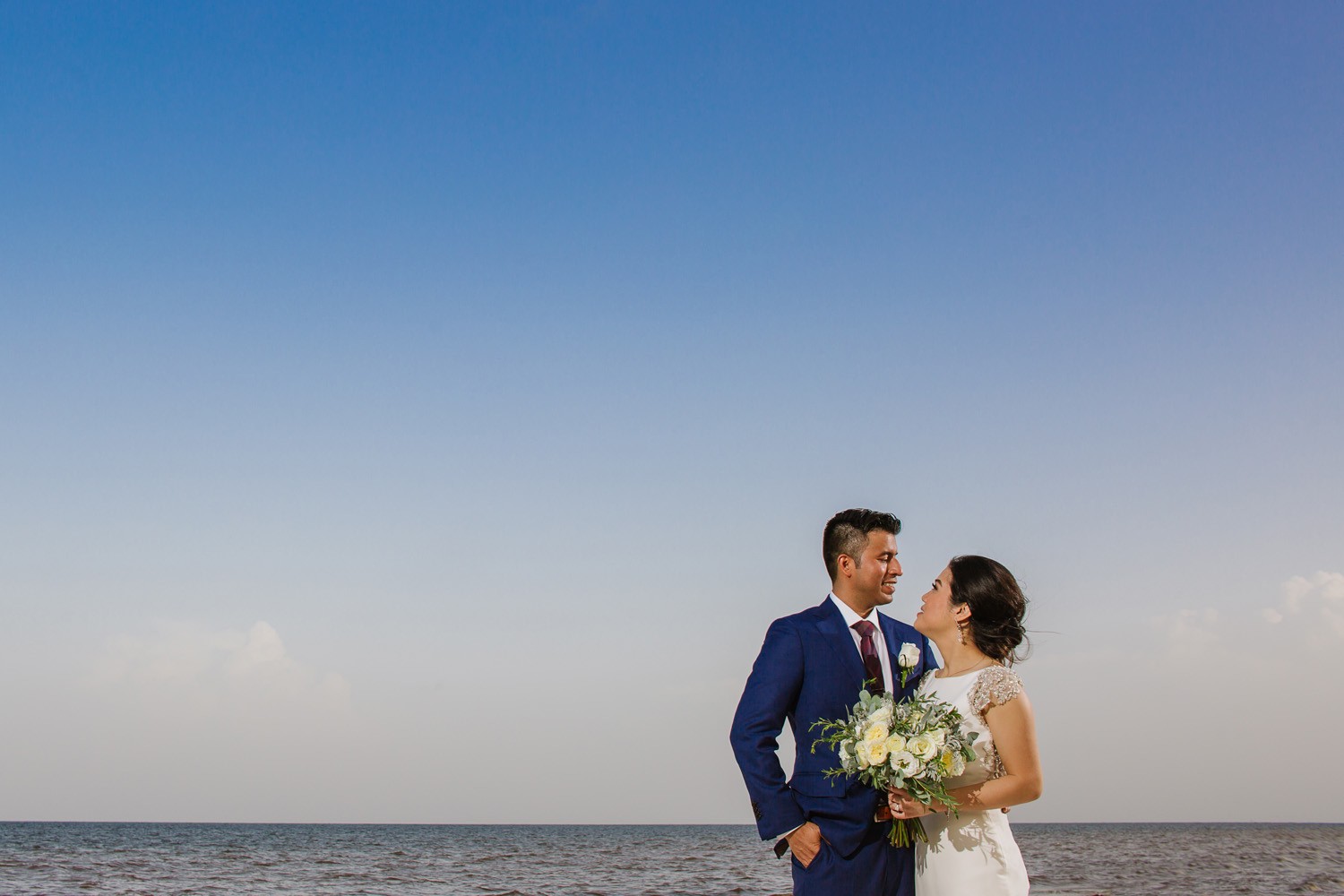 Bride and groom at Royalton Cancun.