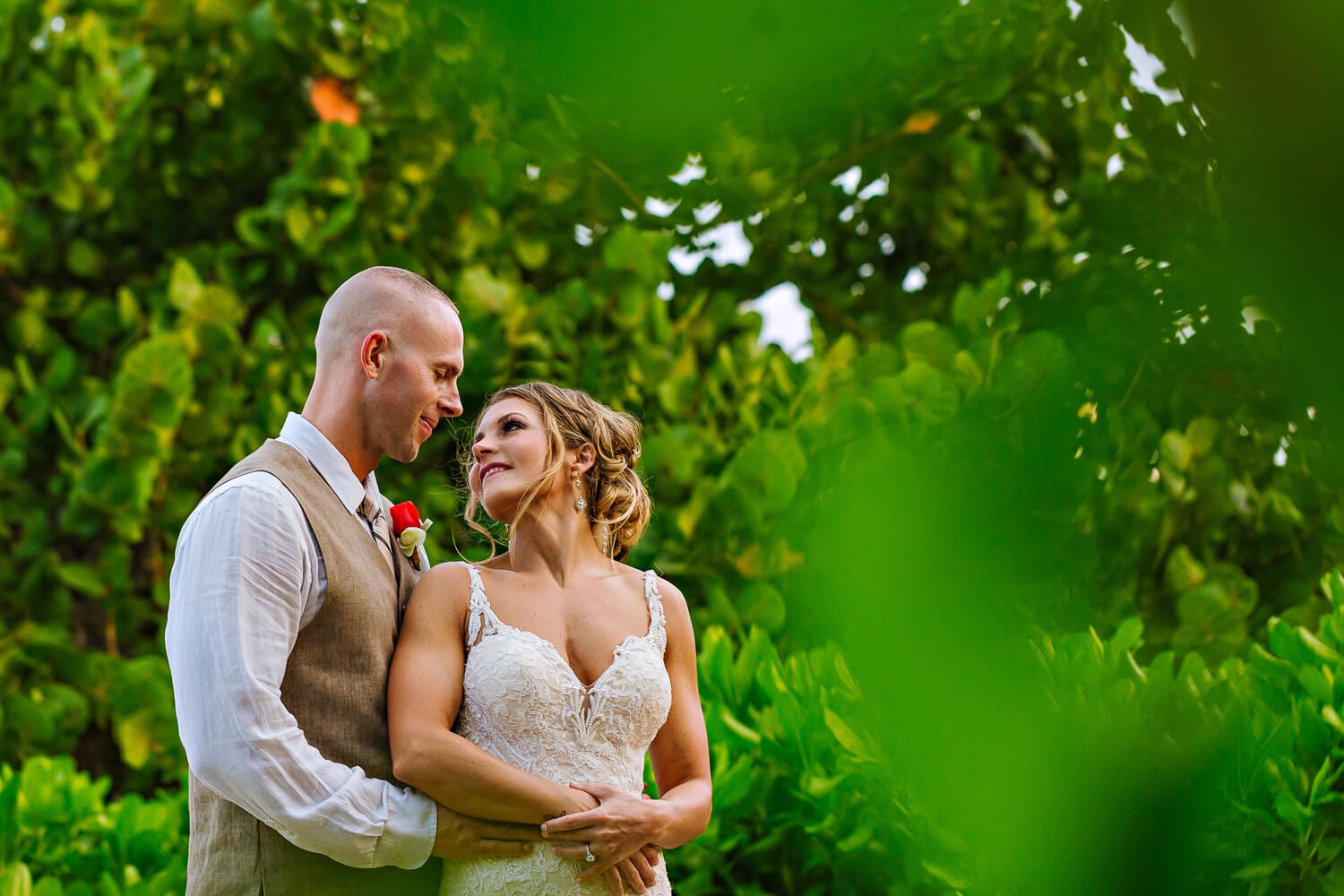 Bride and groom at Royalton Riviera Cancun.