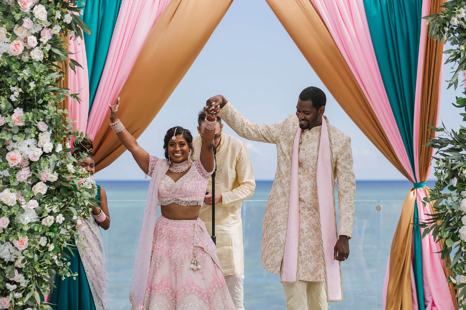 Bride and groom at Dreams Tulum.