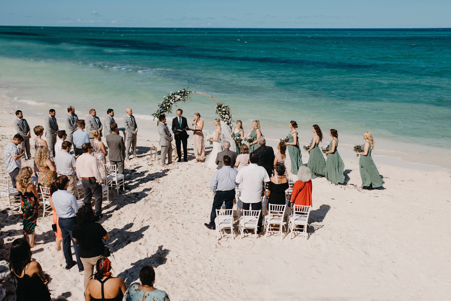 Bride and groom at Villa Isla Blanca.