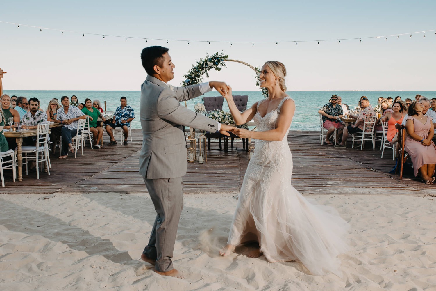 Bride and groom at Villa Isla Blanca.