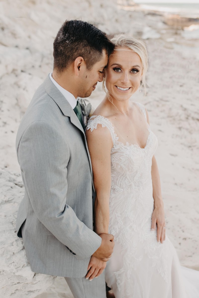 Newlywed couple at Villa Isla Blanca.